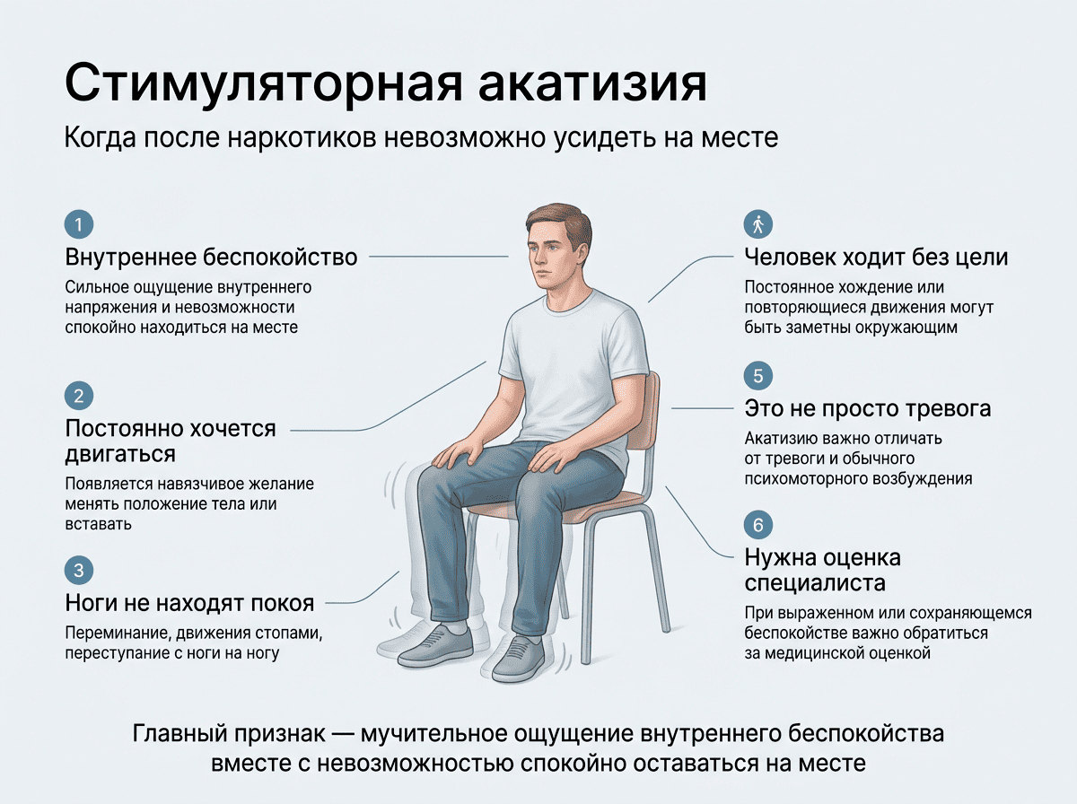Инфографика: почему возникает акатизия и неусидчивость после стимуляторов